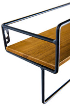 Étagère murale avec porte-serviette en bois et métal