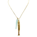 Collier poissons plaqué or et pierre calcédoine