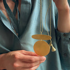 Sautoir fil et pendentif doré brossé- Agraa