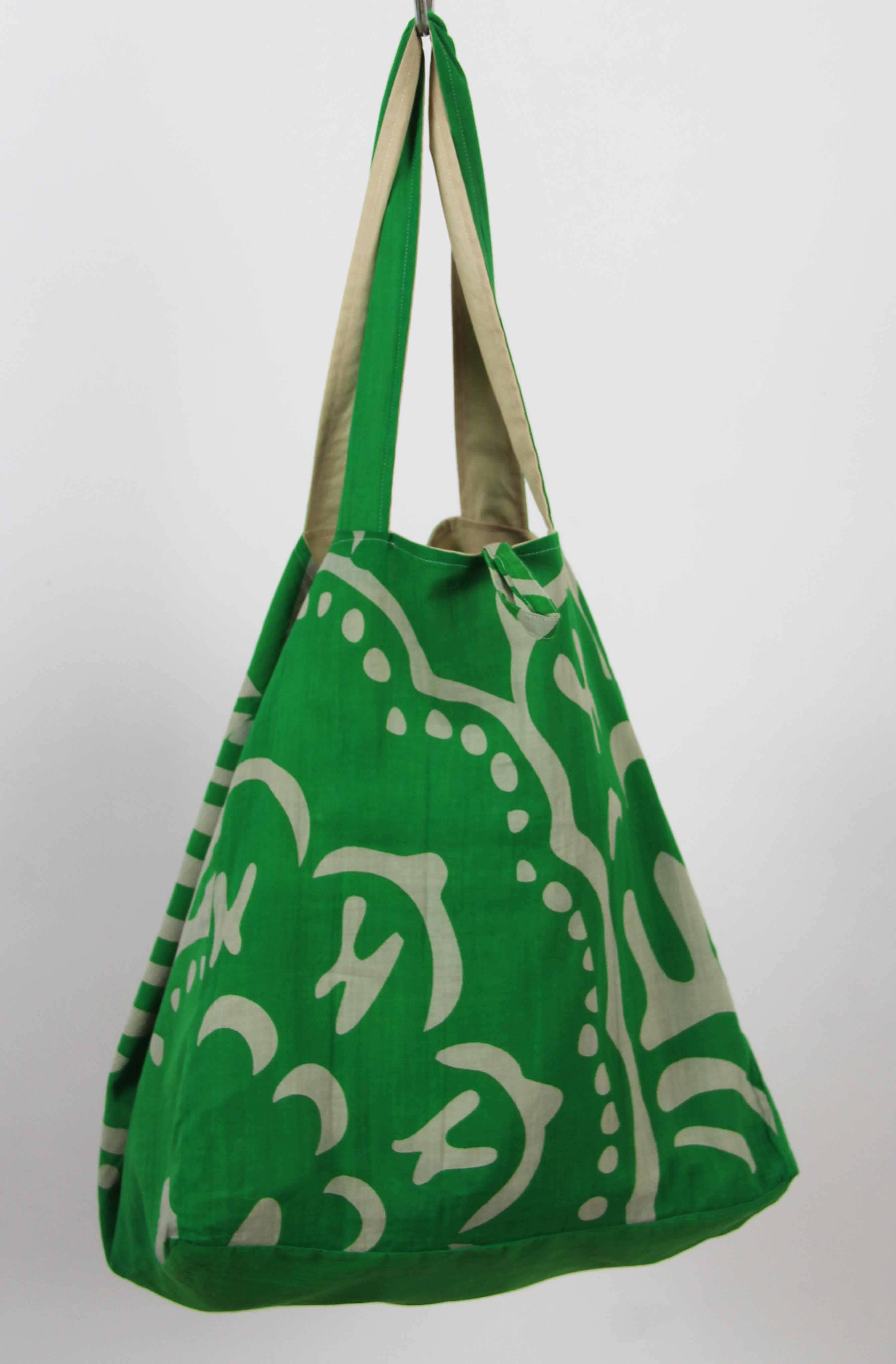 Cabas en coton upcycling Manuka Vert Green