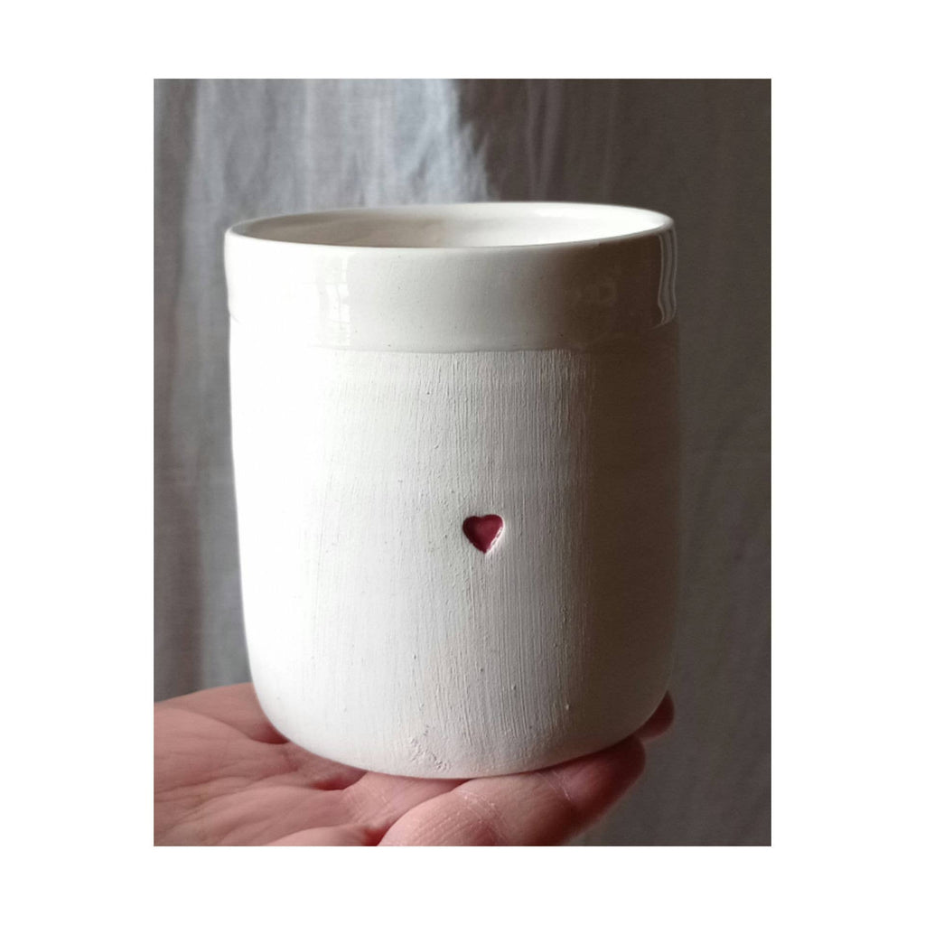 Gobelet céramique AMOUR cœur rouge fait main