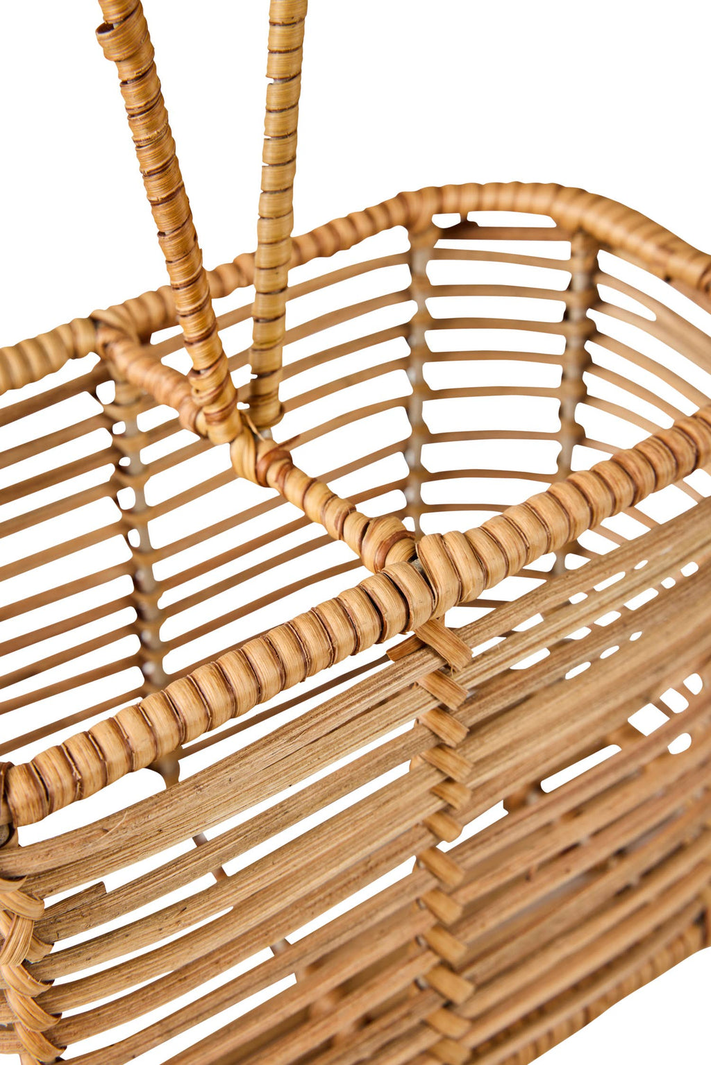 Panier porte bouteilles en rotin