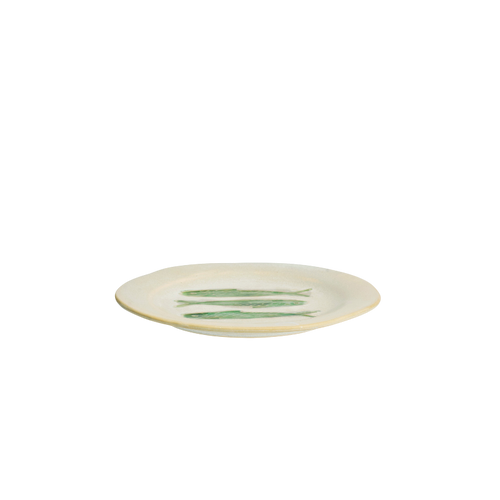 Assiette diner grès motif poissons Madam Stoltz