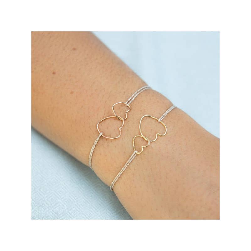 BRACELET AIMÉE, coeurs entrelacés plaqué or