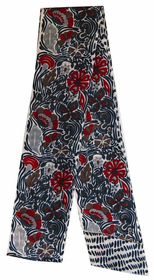 Bandeau en soie Jardin Anglais bleu – Les Belles Vagabondes