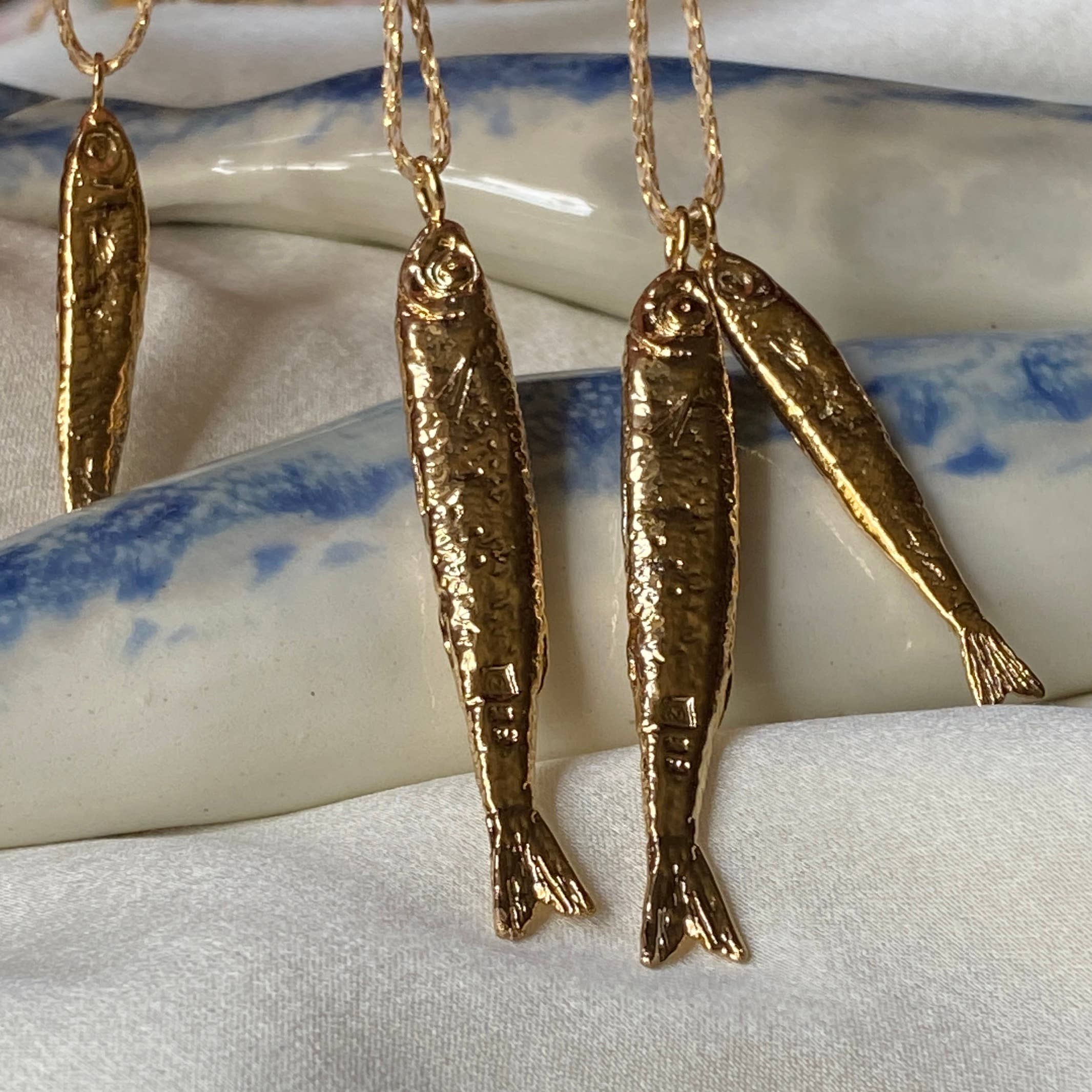 COLLIER ABLETTE DUO , 2 poissons plaqué or