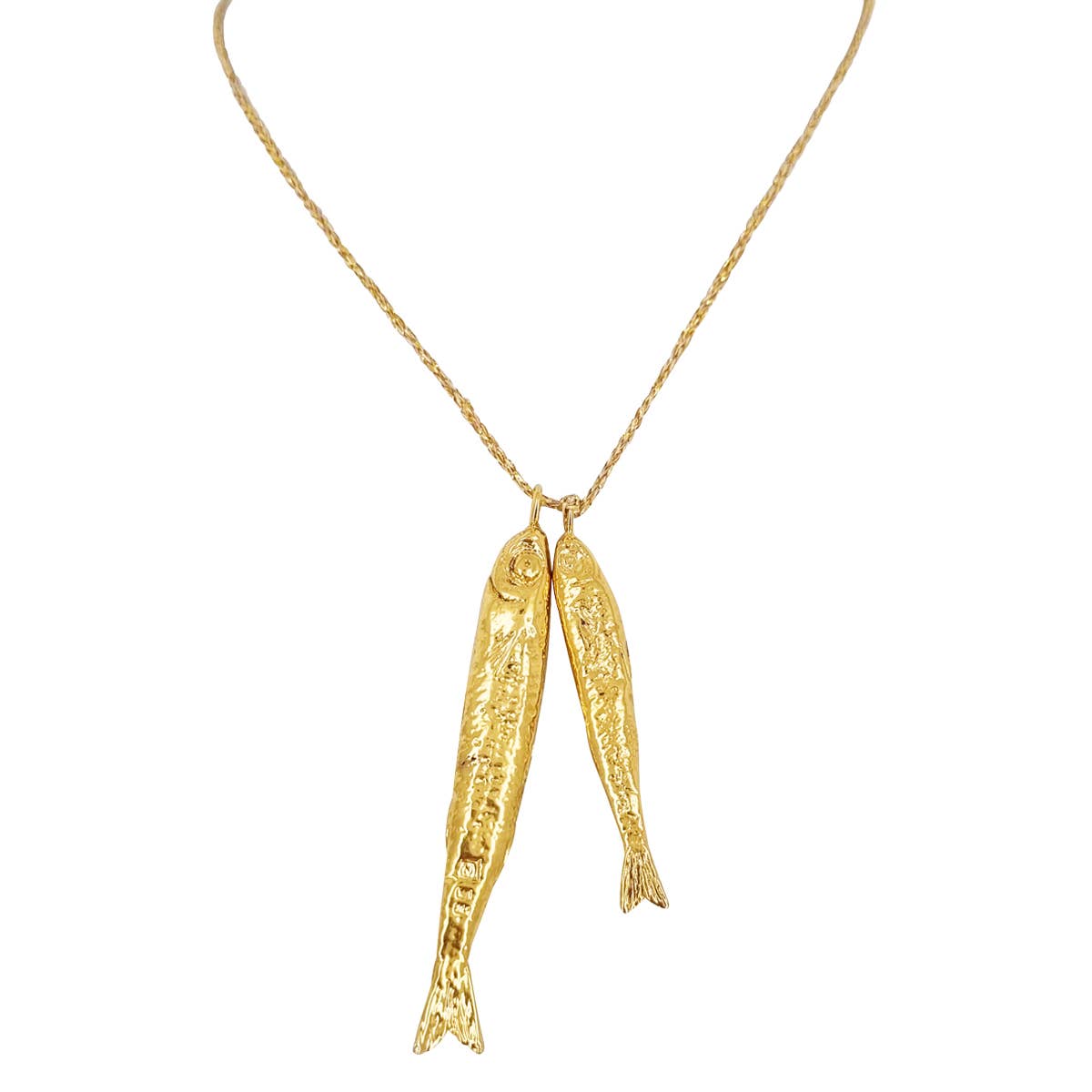COLLIER ABLETTE DUO , 2 poissons plaqué or