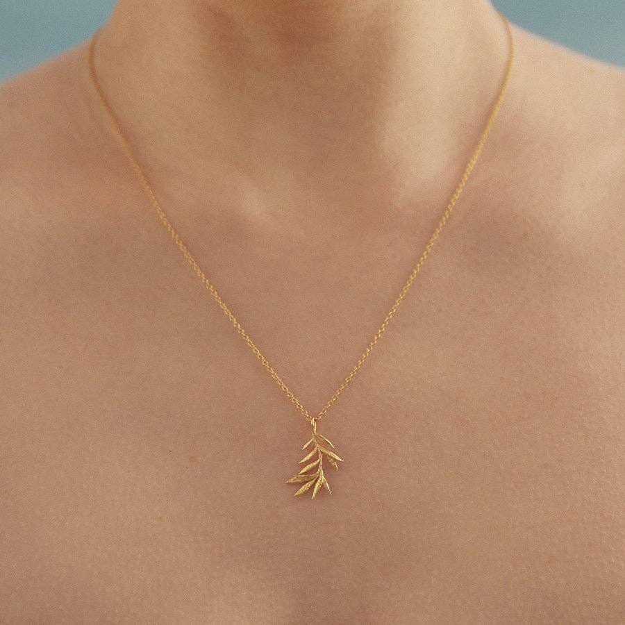 Collier Elaia branche d’olivier dorée – Agapée Jewelry