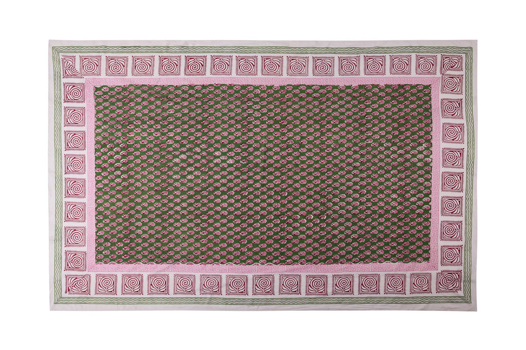 Nappe MEZZERO vert et rose 180X270