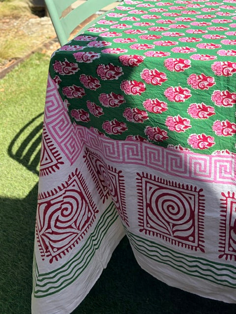 Nappe MEZZERO vert et rose 180X270