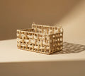Panier rectangulaire à suspendre en jacynthe d'eau, motif tressé