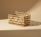 Panier rectangulaire à suspendre en jacynthe d'eau, motif tressé
