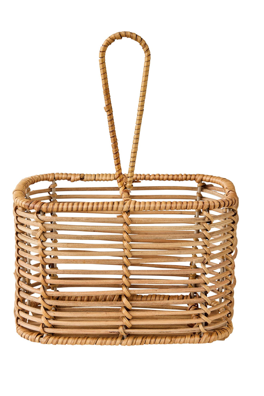 Panier porte bouteilles en rotin