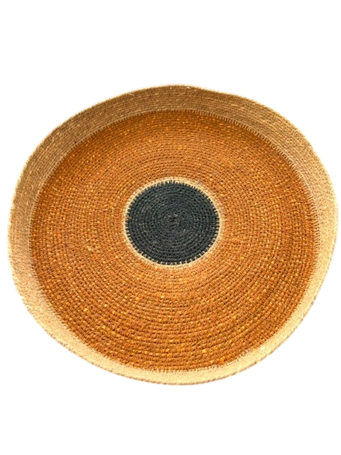 Panier plat en jonc de mer orange