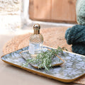 Plateau métal émaillé Alhambra olive 15x25, bord doré