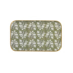 Plateau métal émaillé Alhambra olive 15x25, bord doré