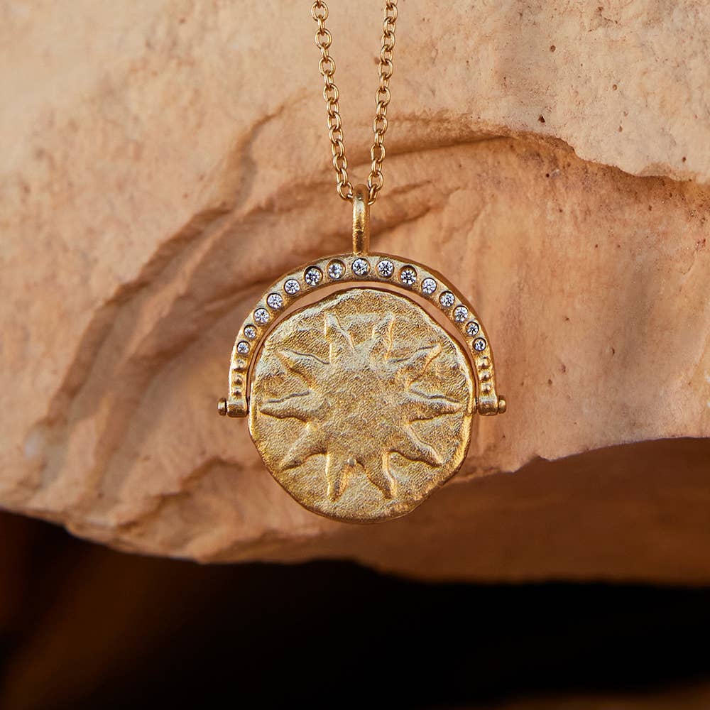 Collier Sirius doré à pendentif rotatif – Agapée Jewelry