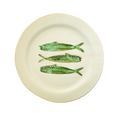 Assiette diner grès motif poissons Madam Stoltz