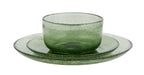 Assiette diner en verre bullé vert Madam Stoltz