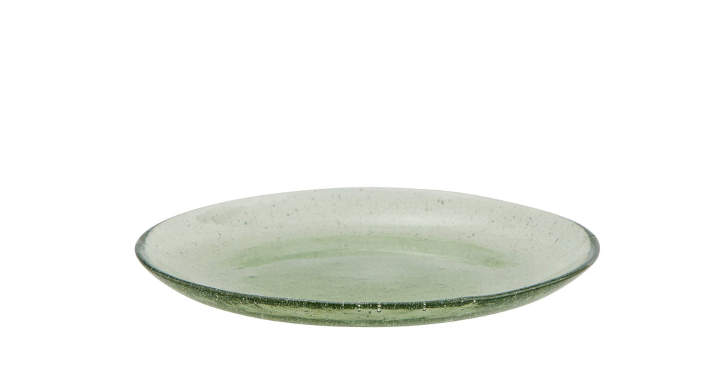 Assiette diner en verre bullé vert Madam Stoltz