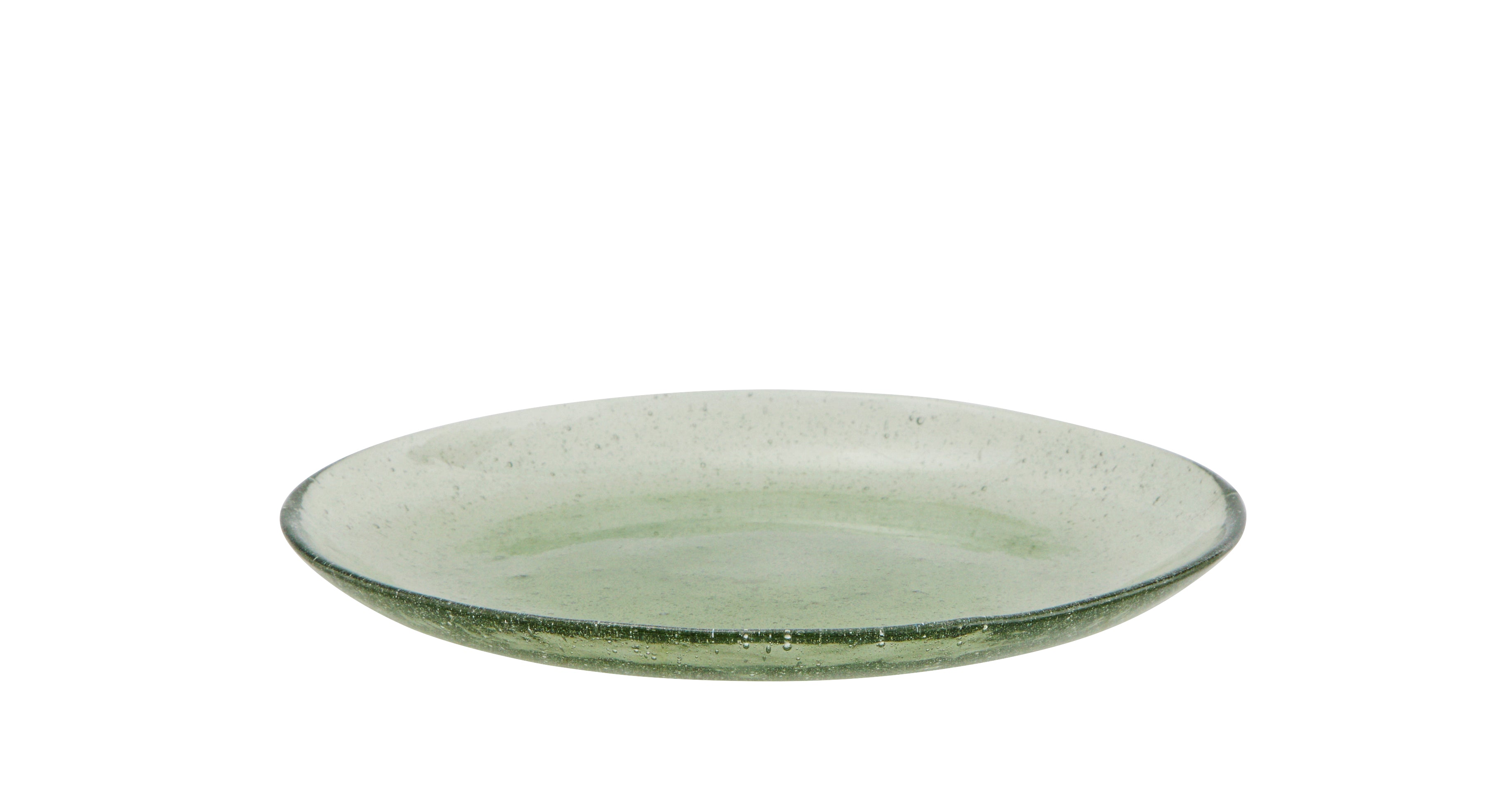 Assiette diner en verre bullé vert Madam Stoltz
