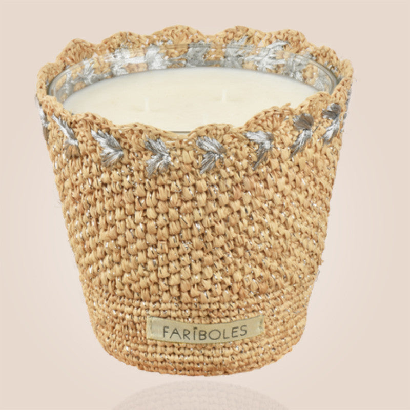 Bougie rechargeable en raphia crocheté Ambre Shaman – Fariboles