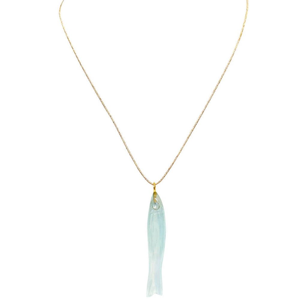 Collier poisson en calcédoine Salmon