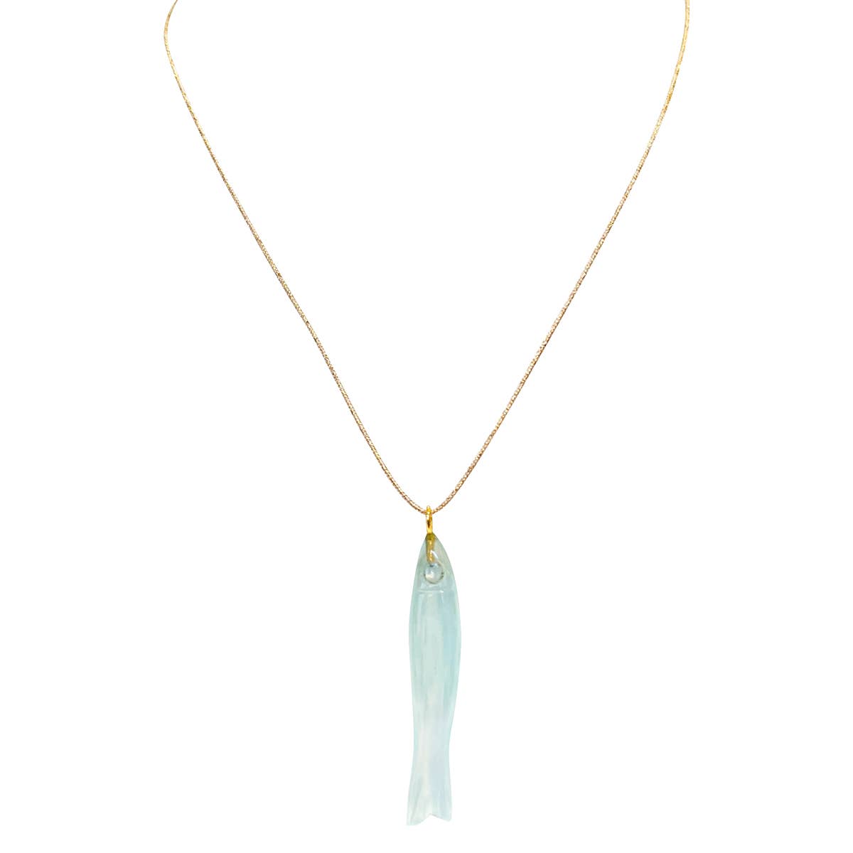 Collier poisson en calcédoine Salmon