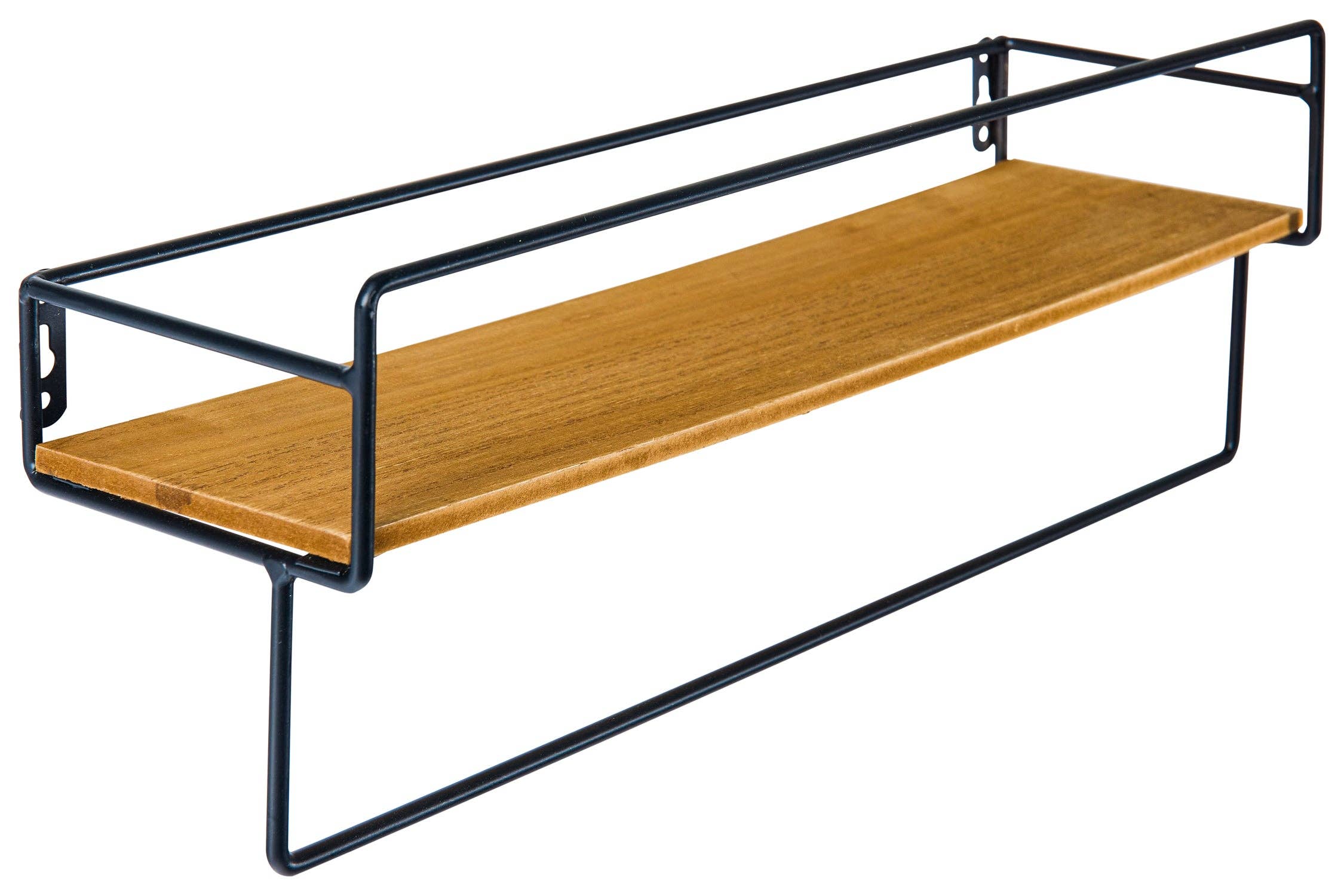 Étagère murale avec porte-serviette en bois et métal