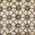 Plateau métal émaillé Zellige bleu 16x16, bordure dorée