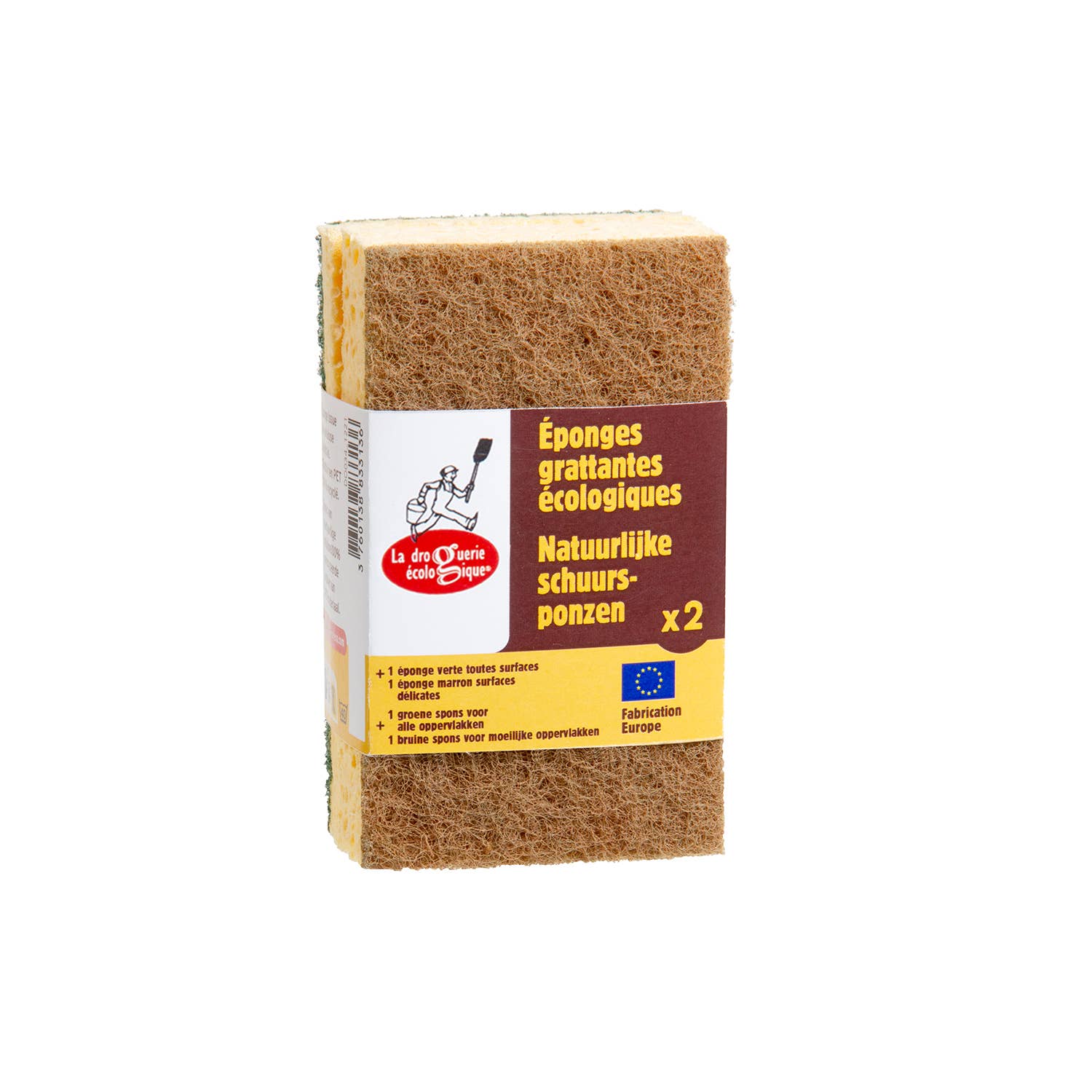 Eponges Grattantes Écologiques Verte Et Marron - Lot De 2