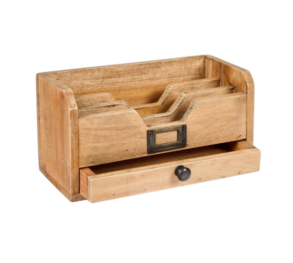 Organisateur de bureau en bois avec tiroir