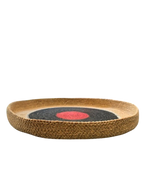 Panier plat en jonc de mer noir et rouge