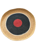 Panier plat en jonc de mer noir et rouge