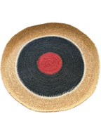 Panier plat en jonc de mer noir et rouge