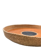 Panier plat en jonc de mer orange