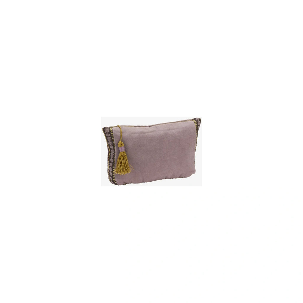 Pochette en coton brodé – Lilas, taupe & violet | Madam Stoltz