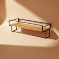 Étagère murale avec porte-serviette en bois et métal