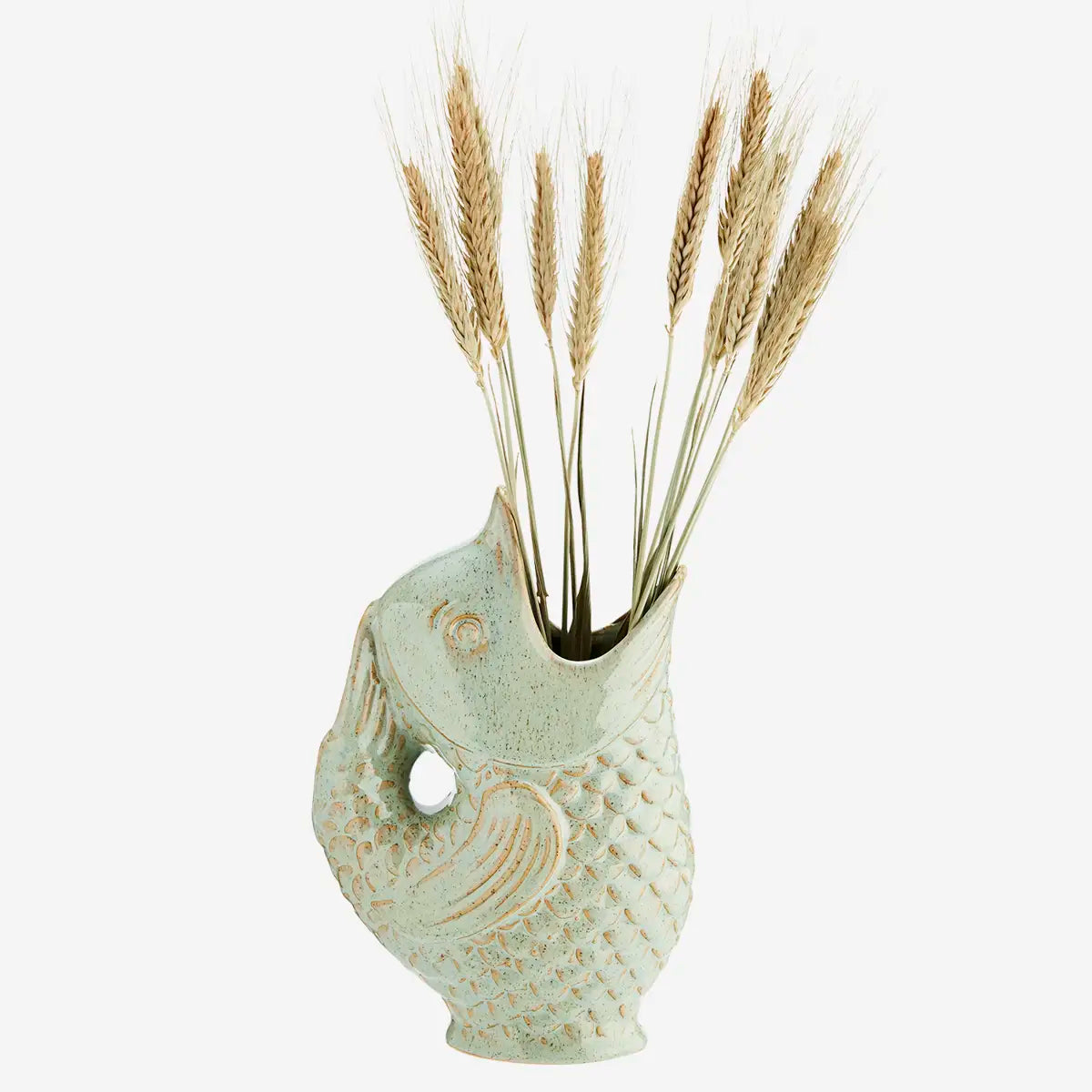 Vase poisson en grès – Vert clair | Madam Stoltz